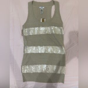 Cache Metallic Knit Top